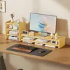 Soporte Elevador Base para Monitor de Computadora de Escritorio Soporte de Escritorio Estación de Trabajo de Escritorio de Oficina Estante de Almacenamiento con Cajón de Escritorio