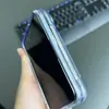 Adecuado para Apple 18 DUO, funda de teléfono de PC con textura de fibra de carbono, funda de teléfono plegable transparente para iPhone 18 DUO