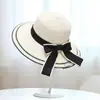 Sombrero de paja caqui para el sol de verano para mujer, sombrero de protección solar de moda, sombrero de playa para exteriores junto al mar, sombrero de sol plegable
