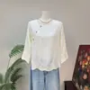 Zhi LiNova Camisa Base com Design Jacquard Estilo Chinês Verão 2026 Nova Gola Redonda Estilo Nacional Elegante Top para Mulheres