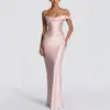 Transfronteiriço 2026 Europeu e Americano Primavera/Verão Novo Estilo Um Ombro Cetim Bodycon Vestido Ins Festa Férias Vestido Feminino