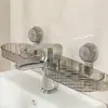 Ventosa grifo estante de almacenamiento transparente inodoro baño mesa de lavado pared almacenamiento artefacto mayoreo