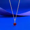 Transmissão ao Vivo de Joias Mu Jing de Novo Colar Mini Coração Vermelho Sangue de Pombo S925 Prata 7*7mm, Pequeno, Delicado e Versátil