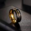 Amazon Europeo y Americano Nuevos Accesorios de Moda Anillo Unisex de Acero Inoxidable de 8 mm Electroplateado Bicolor Negro y Dorado Incrustado con Diamantes