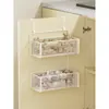 Estante de almacenamiento para cocina, especiero multicapa para puertas de gabinetes, caja de almacenamiento para montaje en pared para cebollas, jengibre y ajo, canasta pequeña colgante sin perforación
