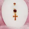 Piercing de Umbigo Argola Três Cores com Zircônia Incrustada de Cobre, Joia de Piercing de Umbigo Galvanizada em Ouro Real 18K