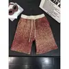 Shorts de punto rojos moteados estilo retro americano para hombre, shorts de verano para exterior y playa, shorts de longitud hasta la rodilla de pareja de moda de nicho