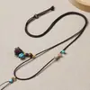 Cadena de Clavícula Ajustable de Hilo de Oro Tejido Hecho a Mano de Gama Alta Cordón Colgante de Jade Cadena Cordón Negro Venta al por Mayor Ajustable