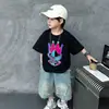 Conjunto de Camiseta de Manga Corta de Verano para Niños 2026 Nuevo Moderno Fresco Elegante Conjunto Delgado de Shorts de Mezclilla para Niños