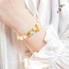 Nuevo Pulsera Antigua China Sha Oro Ágata Blanco Natural Ping An Feliz Bola de Dragón Azul Pulsera Antigua Femenina Año del Dragón 2024