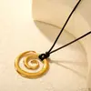 Colar Fresco Estilo Hong Kong Corrente Simples de Corda de Cera Pingente Redondo Vazado Corrente para Suéter Irregular Joia de Aço Inoxidável