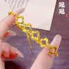 Pulsera de Latón Chapado en Oro Hueca Brillante Hielo Triturado Trébol de Cuatro Hojas Sandía, Joyería de Cuentas Florales de Moda y de Alta Gama