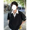 Camisa Polo Blanca de Dos Piezas Falsas con Mangas Cortas para Hombre, Camiseta Estilo Americano con Media Cremallera y Cuello Campana, Camisa de Manga Corta de Alta Gama para Pareja