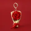 Llavero de Flor de Ganchillo Hecha a Mano Guofeng de 25 Años Hilo Xuefei Segunda Temporada Colgante de Flor de Ganchillo Rosa
