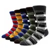 Meias Masculinas Plus Size para Comércio Exterior Transfronteiriço, Meias Esportivas Color Block de Listras Retrô, Meias Longas até a Panturrilha Estilo Europeu e Americano, Meias de Algodão de Cintura Alta e Cano Longo