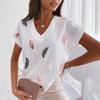 Camiseta 3DT de tendencia transfronteriza 2024, camiseta de mujer con impresión 3D de plumas, camiseta de manga corta, suministro directo de fabricantes de camisetas con impresión 3D.