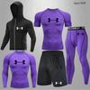 Traje esportivo transfronteiriço masculino para fitness, calça legging de secagem rápida, seda gelada, equipamento de corrida, traje para corrida matinal, traje de treino para basquete, atletismo