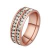 Anillo de diamantes de acero de titanio europeo y americano transfronterizo, venta al por mayor, joyería coreana, anillo de acero inoxidable con punta de perforación de doble fila y diamantes completos