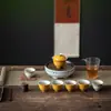 Conjunto de Chá Pintado à Mão Estilo Dinastias Tang e Song Inspirado em Bambu, Conjunto de Chá Cerâmico Estilo Antigo para Uso em Sala de Chá, Conjunto Completo com Gaiwan