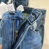 Jeans Retro Azules de Cintura Alta Cortos de Pierna Recta para Mujer, Estilo Coreano de Verano Sueltos Elásticos Versátiles Estrechos Casuales Pantalones de Pierna Ancha