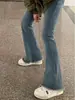 Jeans de Tiro Alto Elásticos de Micro-lar para Mujer Otoño e Invierno Forrados de Polar Talla Grande Chica Gordita Adelgazantes Forma de Pera Pantalones de Cuerno con Borde de Piel