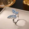 Anillo de Mariposa Amor Nuevo Transfronterizo Completo de Diamante para Mujer Anillo de Zirconia de Color Abierto Ajustable de Gama Alta Venta al por Mayor