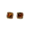 Pendientes Cuadrados Sencillos de Piedra Ojo de Tigre, Pendientes Estilo Retro Maillard, Pendientes de Lujo Ligero y Versátiles