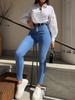 Jeans Skinny de Cintura Alta para Mulheres com Bumbum Empinado, Estilo Europeu e Americano Sexy, Justo ao Corpo, Que Valoriza as Curvas, Fino para Primavera e Outono, Estilo Simples e Versátil