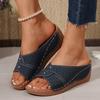 Zapatos de Mujer de Gran Tamaño para Exportación Europea y Americana Transfronterizos Verano 2025 Nuevas Sandalias y Pantuflas Europeas y Americanas Tacón de Cuña Suela Gruesa Pantuflas Caladas