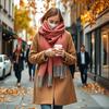Liquidación de Mercancías de Invierno de Comercio Exterior: Bufanda de Cuadros Nueva de Estilo Coreano para Mujer, Chal Cálido de Cachemira Sintética con un Toque de Lujo para Estudiantes