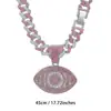 Collar Colgante Ojos de Ángel Diamante Rosa de Dos Tonos Ojos Grandes Joyería Hip-Hop Transfronteriza Europea y Americana Joyería de Moda para Mujer Venta al por Mayor