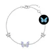 Pulsera Luminosa de Mariposa Púrpura Hada de Plata Pura S999, Joyería de Plata Pura de Mariposa Luminosa Exquisita de Nicho de Lujo Ligero, Regalo para Novia