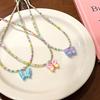 Collar de mariposa con cuentas coloridas para chica sexy del Milenio Y2g, collar femenino con dopamina avanzada, cadena de clavícula fresca y dulce para verano