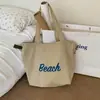 Bolsa de Pano de Nylon à Prova de Vento Bolsa de Verão Preguiçosa para o Dia a Dia Bolsa de Ombro Feminina Tote de Grande Capacidade Bolsa de Lona Novo Estilo Cordão Médio