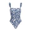 Bikini Nuevo Europeo y Americano 2025 Azul Estampado de Libélula Rizado Traje de Baño Dividido Traje para Mujer Transfronterizo Hermoso Traje de Baño