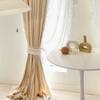 Cortina francesa de veludo creme para sala de estar, janela saliente, estudo, tatame, quarto, janela saliente, cortina de tecido vintage com renda para meninas