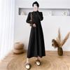 Vestido de Punto de Cuello Alto Medio de Manga Larga para Mujer en Otoño e Invierno, Falda Larga de Cintura Interior de Gama Alta, Vestido Suéter Base de Aspecto Adelgazante