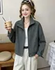 Chaqueta corta bordada estilo coreano con cuello mao para mujer, chaqueta con cremallera primavera 2026, chaqueta casual versátil y estilosa para mujeres petite, moderna