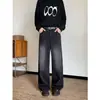 Jeans de pierna recta, corte ancho, estilo retro americano con perneras curvas, unisex, adecuados para primavera y otoño, corte holgado, casual, con diseño lavado, perfectos para parejas