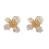 Pendientes de flor de cristal romántica con pasador de plata 925 Super hada 2022 nuevos pendientes pequeños frescos de pétalo de bosque pendientes