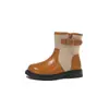 Botines Británicos de Bloques de Color de Moda Otoño 2026 para Niñas de 6 a 12 Años, Botas de Piel Elegantes y Versátiles