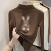 Blusa base casual de fleece para meninas, coleção outono/inverno 2026, gola alta, mangas compridas, camada interna quente para meninas pequenas