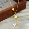 Vácuo 24K Galvanizado Zhoujia Mesmo Estilo 2025 Novo Banho de Ouro Cobre CNC Folha de Ginkgo Saia Pequena Dourado Areia Colar Feminino