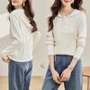 Textura Manga Larga Diseño de Moda Primavera y Otoño Temperamento Camiseta de Mujer