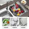 Fregadero Acero Inoxidable Cesta de Drenaje Retráctil Fregadero de Cocina para Verduras Fregadero Fregadero Escurridor para Almacenamiento de Platos Cesta para Verduras