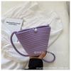 Bolsa de Algodão Tecida Grande Capacidade Bolsa de Ombro Litoral Vazada Bolsa de Mão Bolsa Feminina Transversal Tote Bag Corda de Algodão Palha Tecida