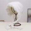 2025 Nueva Moda Lana Tejida Piel de Conejo Cómodo Cálido Sombrero Color Puro Simple Versátil Que Muestra la Cara Protección para las Orejas Pequeño Sombrero