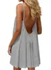 2026 Europeu e Americano Temu Transfronteiriço Wish Comércio Exterior Feminino Novo Estilo Feminino Alça Única Costas Abertas Solto Cor Sólida Vestido para Mulheres