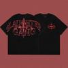 Versão Alta Corteiz Ilha Alcatraz Letra Espada Estampa Rua Americana Camiseta Estilo Broca Hip Hop Manga Curta Tendência