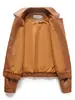 Chaqueta Corta de Piel de Oveja Genuina de Contrapeso Ropa de Motociclista Otoño Invierno Holgada Persona Pequeña Chaqueta de Cuero Ropa Exterior Talla Grande